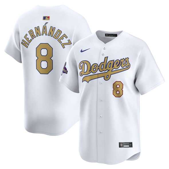 Men%27s Los Angeles Dodgers #8 Enrique Hernandez White 2025 Gold Collection Limited Stitched Jersey Dzhi->los angeles dodgers->MLB Jersey